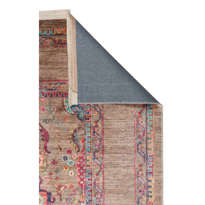 Antique ATK 07 Olive Yıkanabilir Modern Ve Etnik Desenli Kaymaz Tabanlı Makine Halısı