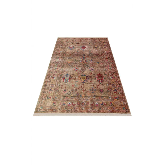 Antique ATK 08 Beige Yıkanabilir Modern Ve Etnik Desenli Kaymaz Tabanlı Makine Halısı