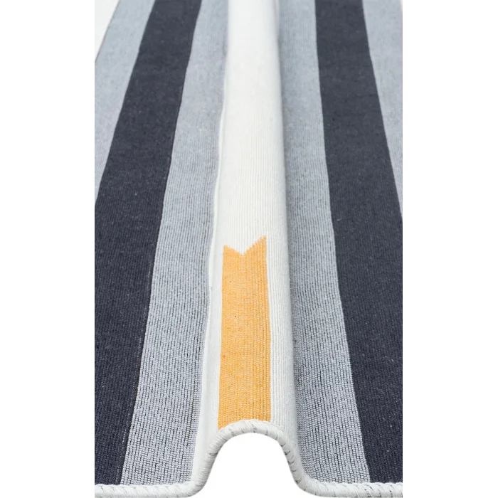 Arya Ar 24 Yellow Antrasit %100 Geri Dönüşümlü Pamuktan Çift Taraflı Yıkanabilir Modern Dekoratif Kilim