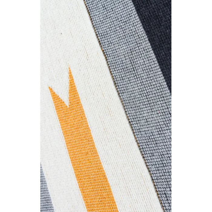 Arya Ar 24 Yellow Antrasit %100 Geri Dönüşümlü Pamuktan Çift Taraflı Yıkanabilir Modern Dekoratif Kilim