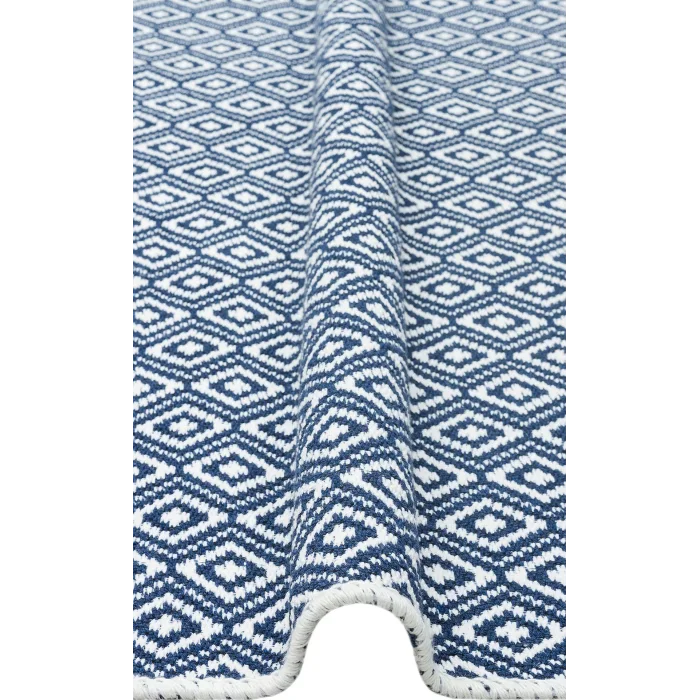Arya Ar 26 Navy Beige %100 Geri Dönüşümlü Pamuktan Çift Taraflı Yıkanabilir Modern Dekoratif Kilim