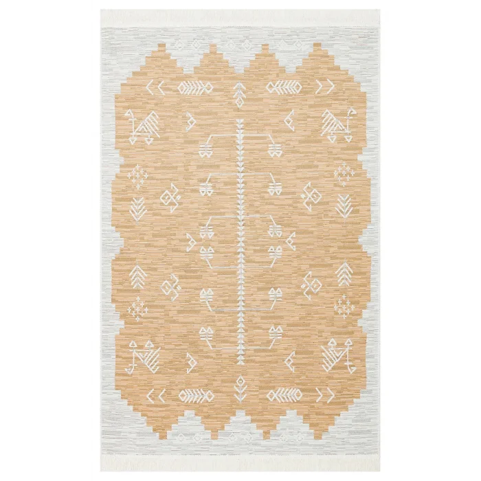 Arya Ar 23 Yellow %100 Geri Dönüşümlü Pamuktan Çift Taraflı Yıkanabilir Modern Dekoratif Kilim