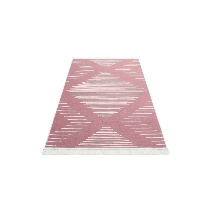 Arya Ar 15 Pink %100 Geri Dönüşümlü Pamuktan Çift Taraflı Yıkanabilir Modern Dekoratif Kilim