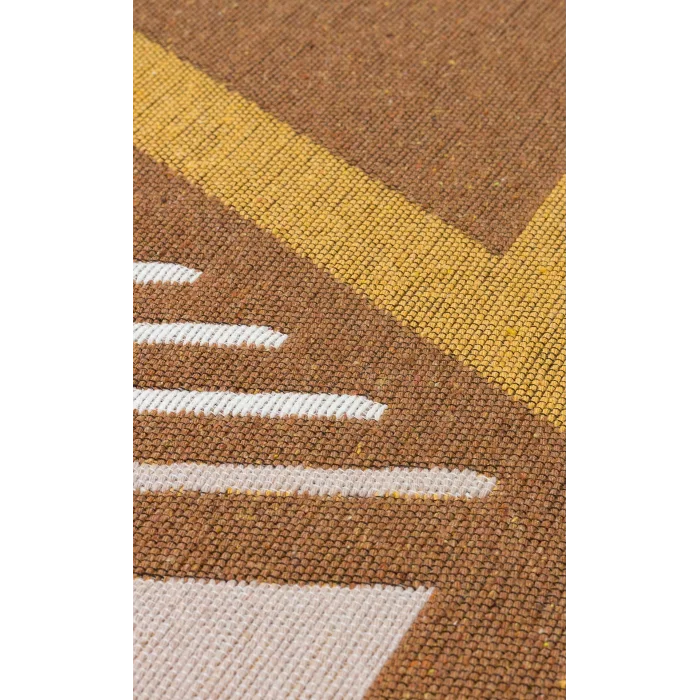 Arya Ar 18 Beige Yellow %100 Geri Dönüşümlü Pamuktan Çift Taraflı Yıkanabilir Modern Dekoratif Kilim
