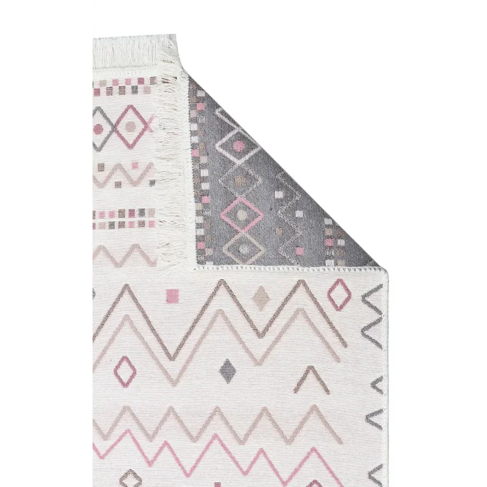 Arya Ar 05 Beige Pink %100 Geri Dönüşümlü Pamuktan Çift Taraflı Yıkanabilir Modern Dekoratif Kilim