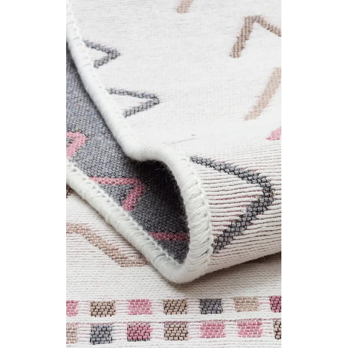 Arya Ar 05 Beige Pink %100 Geri Dönüşümlü Pamuktan Çift Taraflı Yıkanabilir Modern Dekoratif Kilim