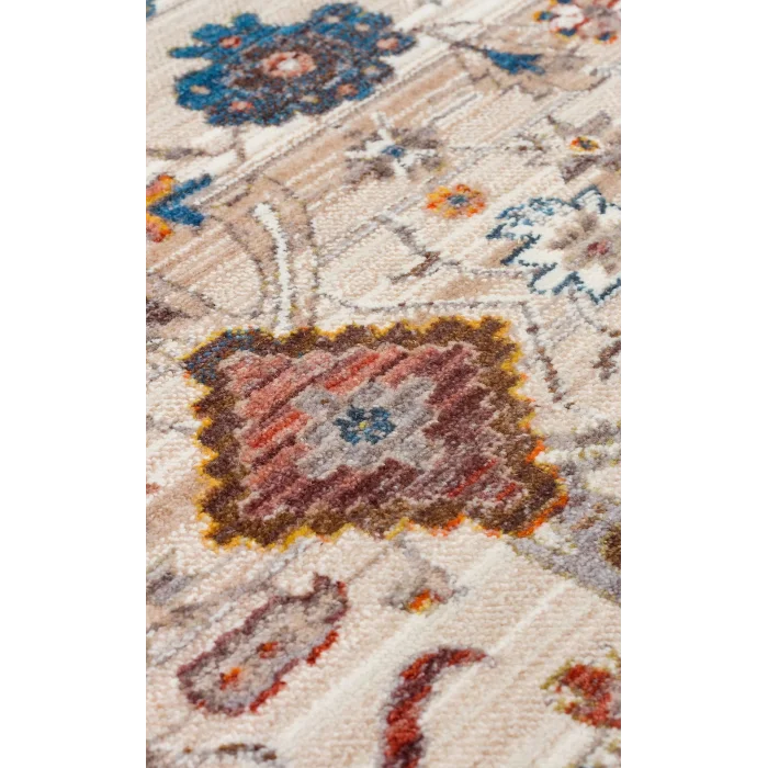 PIETRA HALI 0009 Sıcak Renk Tonlu Etnik Desenli Yumuşak Dokulu Makine Halısı