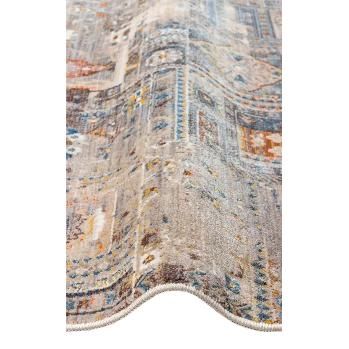 PIETRA HALI 0042 Sıcak Renk Tonlu Etnik Desenli Yumuşak Dokulu Makine Halısı