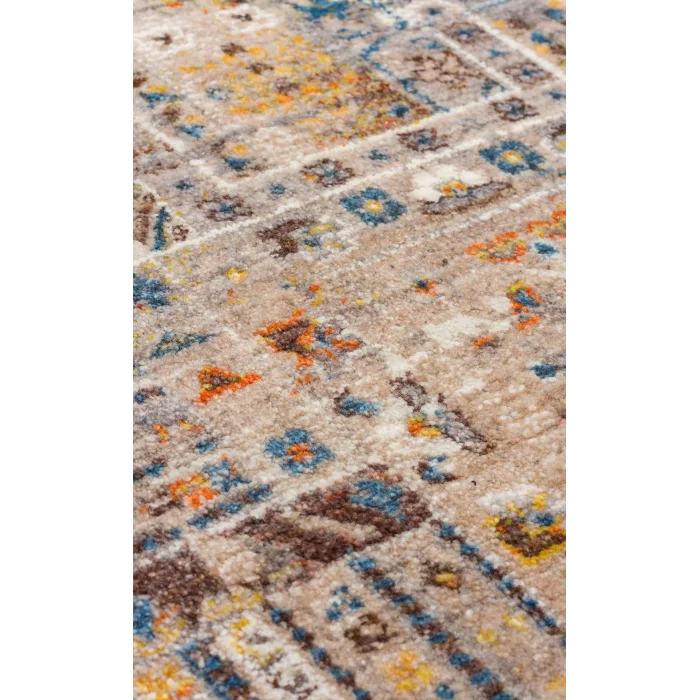 PIETRA HALI 0042 Sıcak Renk Tonlu Etnik Desenli Yumuşak Dokulu Makine Halısı