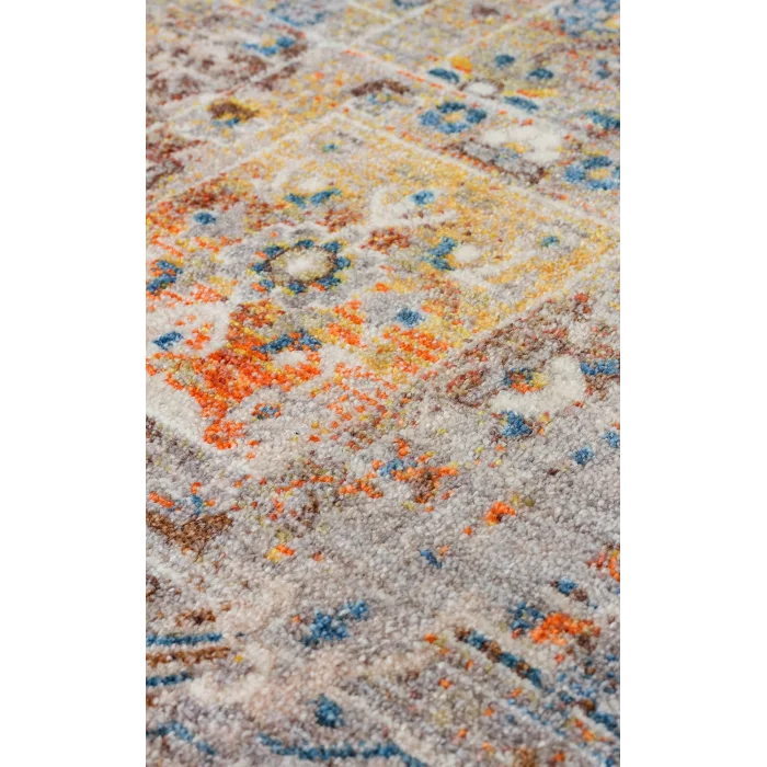 PIETRA HALI 0042 Sıcak Renk Tonlu Etnik Desenli Yumuşak Dokulu Makine Halısı