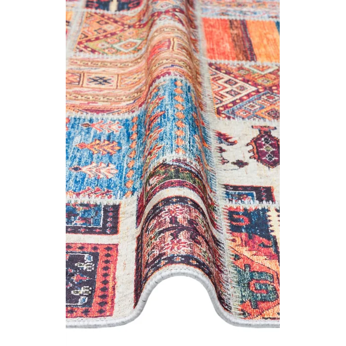 SIESTA NEO 0018 Otantik Geleneksel Desenli Yıkanabilir Renkli Baskı Kilim