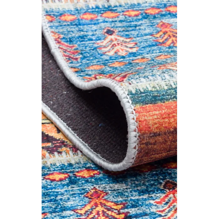 SIESTA NEO 0018 Otantik Geleneksel Desenli Yıkanabilir Renkli Baskı Kilim