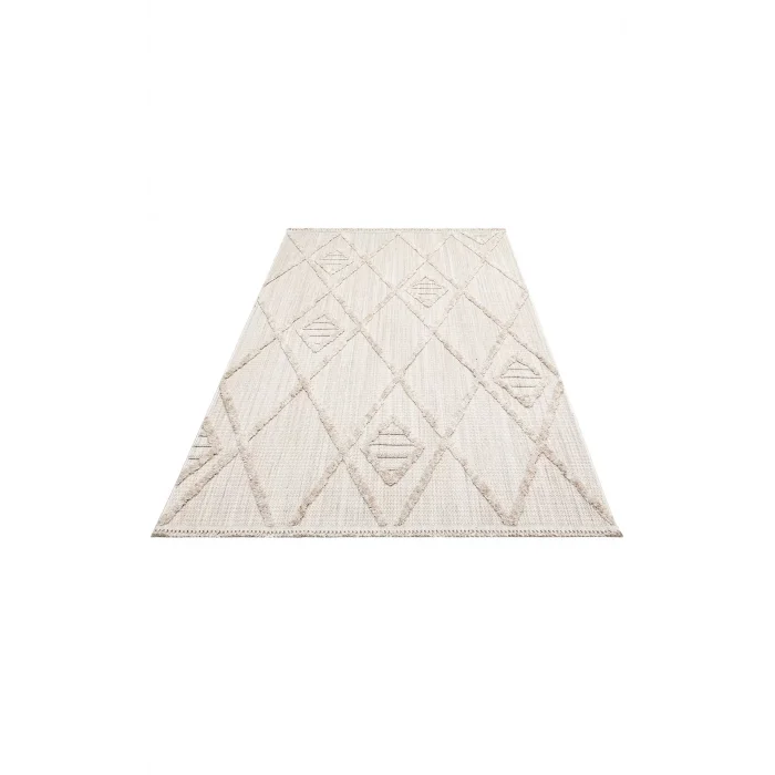 MALIBU HALI 0041 Hav Toz Vermez Yumuşak Dokulu Etnik Örgü Desenlere Sahip Modern İskandinav Halı