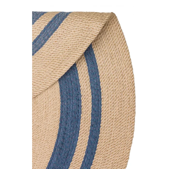 Patna PTN 06 Natural Navy Jüt Hasır Görünümlü Hav Toz Vermez Dekoratif Örgü Halı