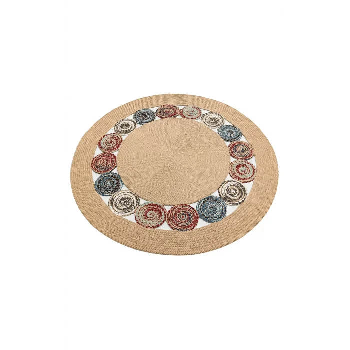 Patna PTN 13 Natural Multy Jüt Hasır Görünümlü Hav Toz Vermez Dekoratif Örgü Halı