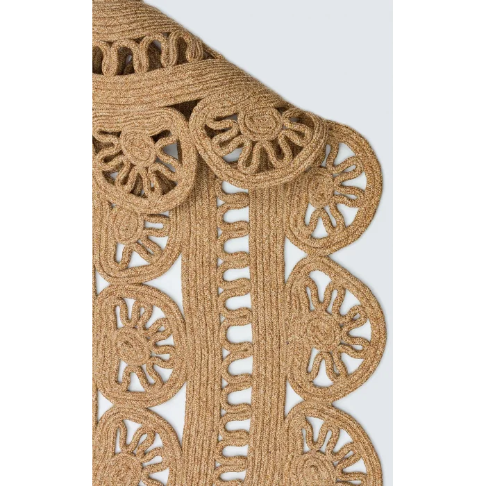 Patna PTN 14 Natural Jüt Hasır Görünümlü Hav Toz Vermez Dekoratif Örgü Halı