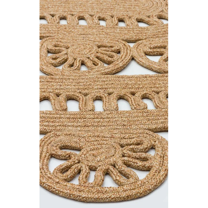 Patna PTN 14 Natural Jüt Hasır Görünümlü Hav Toz Vermez Dekoratif Örgü Halı