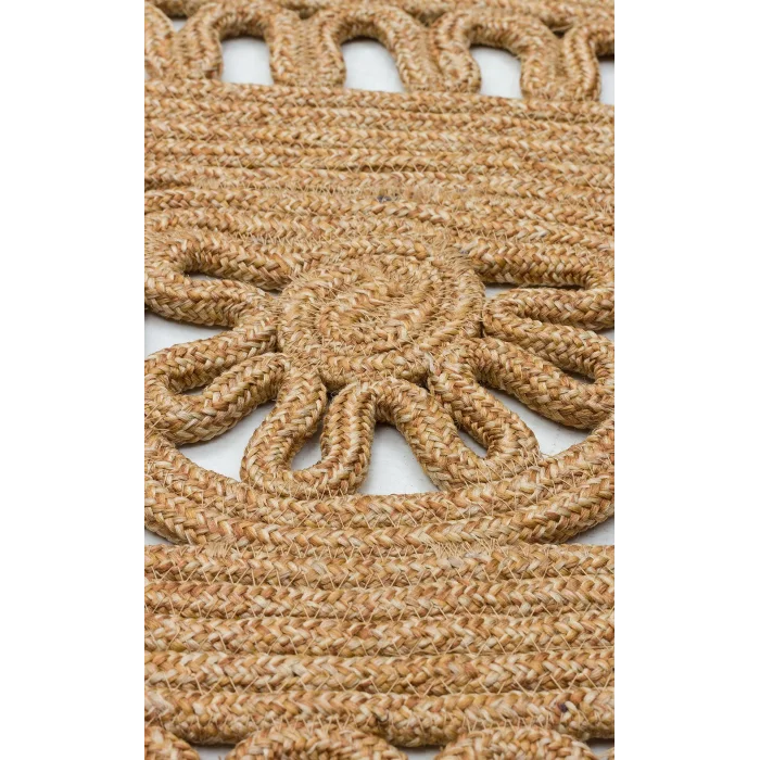 Patna PTN 14 Natural Jüt Hasır Görünümlü Hav Toz Vermez Dekoratif Örgü Halı