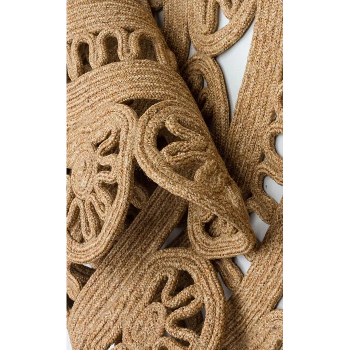 Patna PTN 14 Natural Jüt Hasır Görünümlü Hav Toz Vermez Dekoratif Örgü Halı