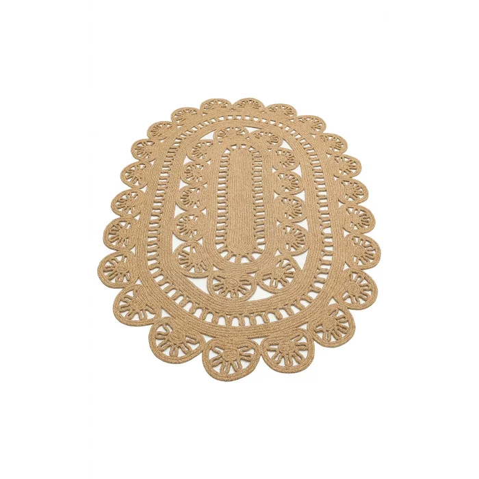 Patna PTN 14 Natural Jüt Hasır Görünümlü Hav Toz Vermez Dekoratif Örgü Halı