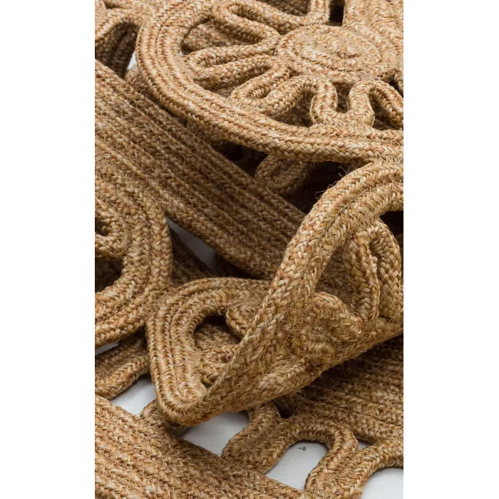 Patna PTN 14 Natural Jüt Hasır Görünümlü Hav Toz Vermez Dekoratif Örgü Halı