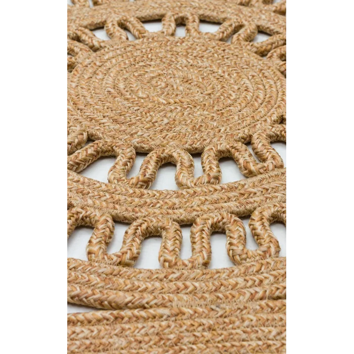 Patna PTN 15 Natural Jüt Hasır Görünümlü Hav Toz Vermez Dekoratif Örgü Halı