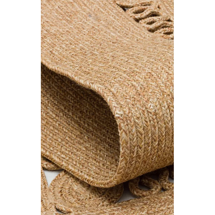 Patna PTN 15 Natural Jüt Hasır Görünümlü Hav Toz Vermez Dekoratif Örgü Halı