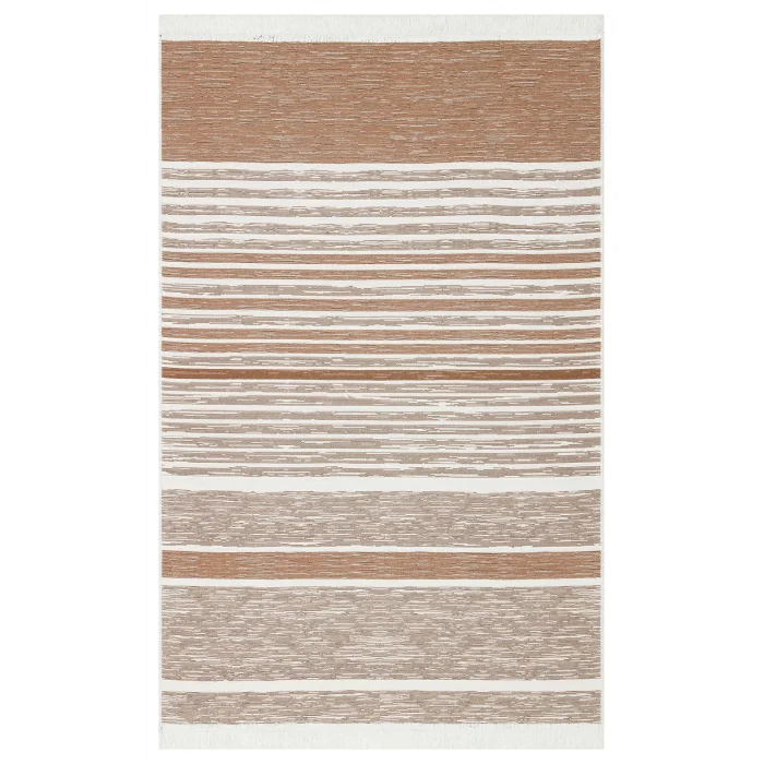 Arya Ar 27 Cream Beige %100 Geri Dönüşümlü Pamuktan Çift Taraflı Yıkanabilir Modern Dekoratif Kilim