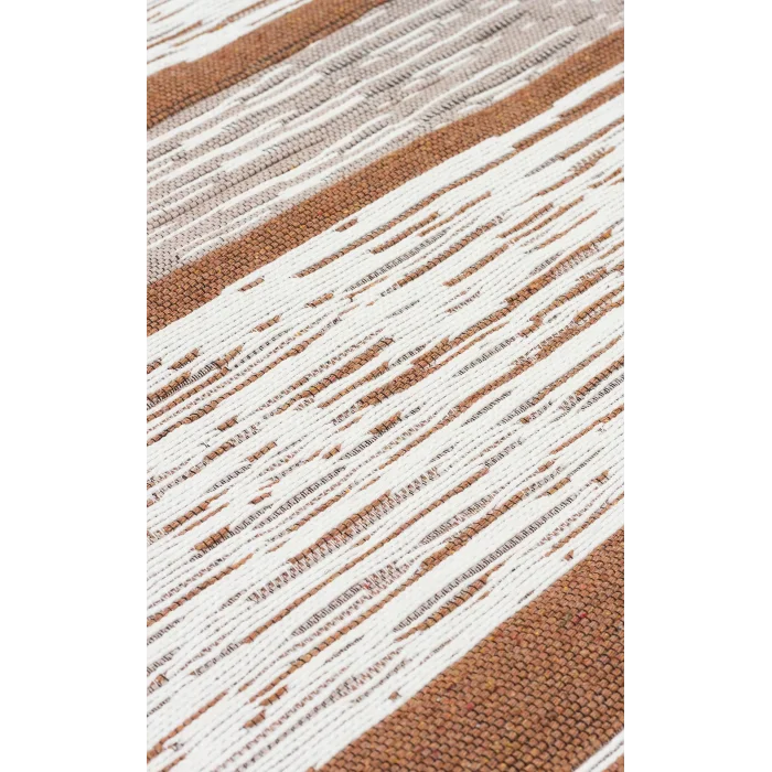 Arya Ar 27 Cream Beige %100 Geri Dönüşümlü Pamuktan Çift Taraflı Yıkanabilir Modern Dekoratif Kilim