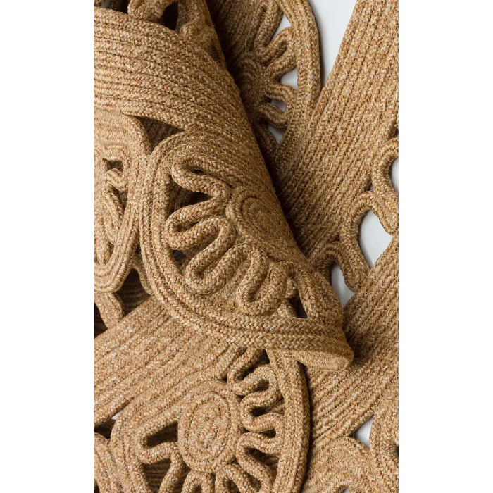 Patna PTN 14 Natural Yuvarlak Jüt Hasır Görünümlü Hav Toz Vermez Dekoratif Örgü Halı