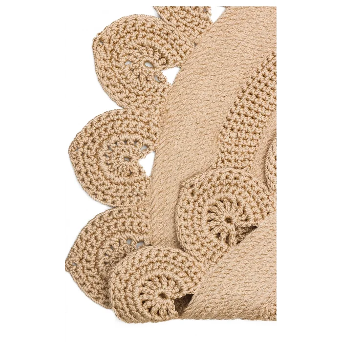 Patna PTN 11 Natural Jüt Hasır Görünümlü Hav Toz Vermez Dekoratif Örgü Halı