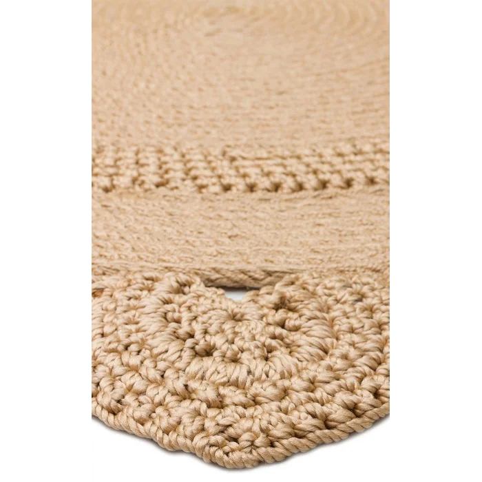 Patna PTN 11 Natural Jüt Hasır Görünümlü Hav Toz Vermez Dekoratif Örgü Halı