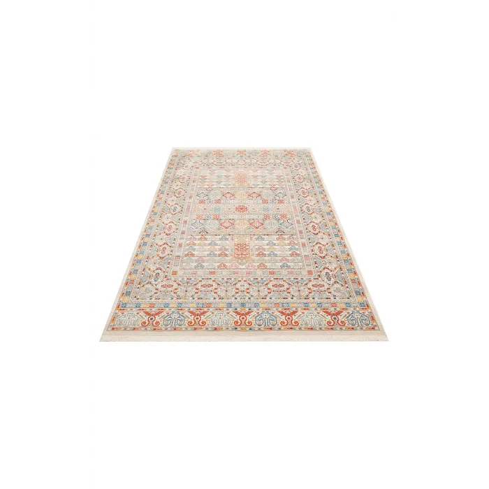 PIETRA HALI 0147 Sıcak Renk Tonlu Etnik Desenli Yumuşak Dokulu Makine Halısı