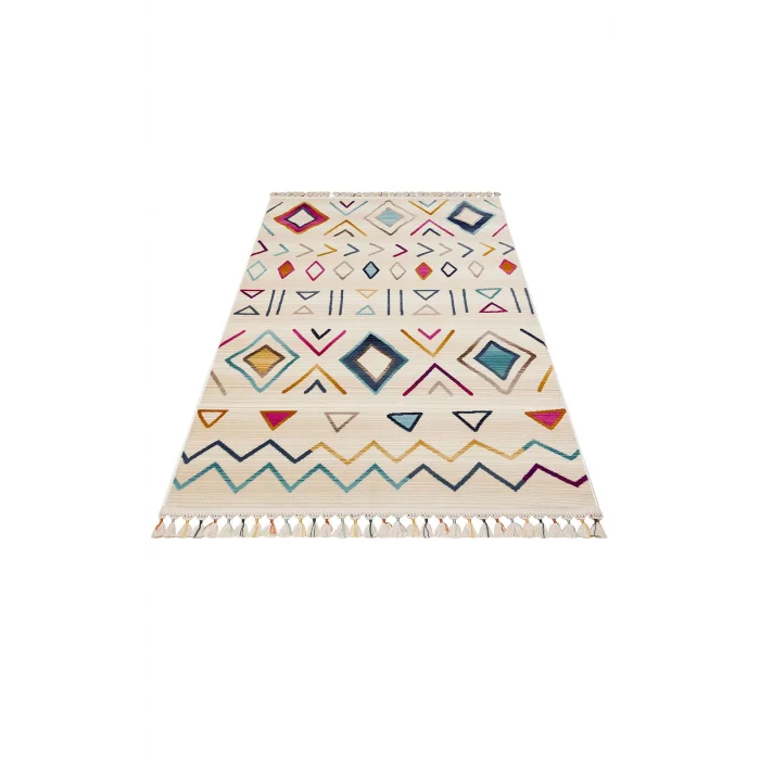 PETRA BOHEM HALI 0003 Hav Toz Vermez Etnik ve Modern Desenli Renkli Makine Halısı