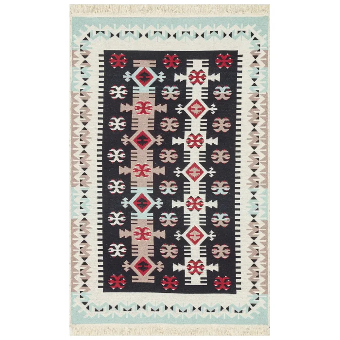 Arya Ar 32 Red %100 Geri Dönüşümlü Pamuktan Çift Taraflı Yıkanabilir Modern Dekoratif Kilim