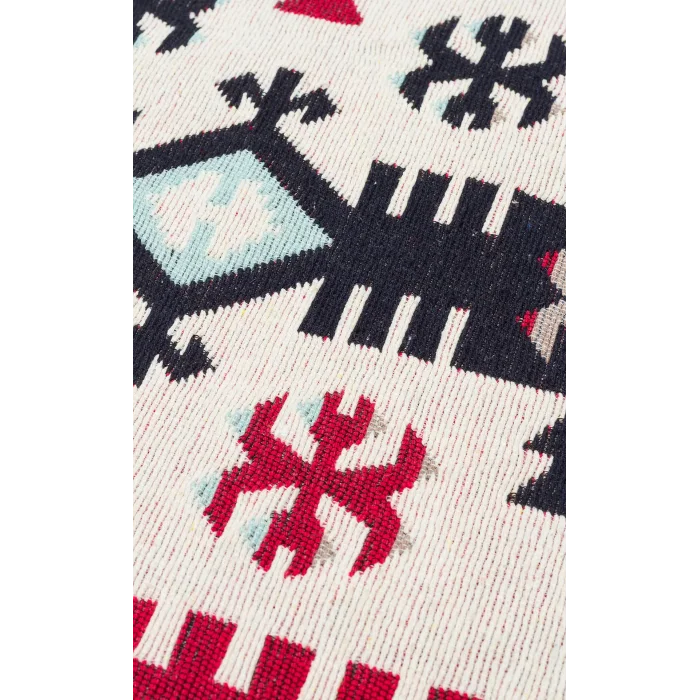 Arya Ar 32 Red %100 Geri Dönüşümlü Pamuktan Çift Taraflı Yıkanabilir Modern Dekoratif Kilim