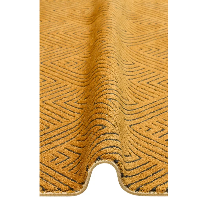 Urban 01 Gold Etnik Desenlere Sahip Hav Toz Vermez Yumuşak Dokulu Modern Halı