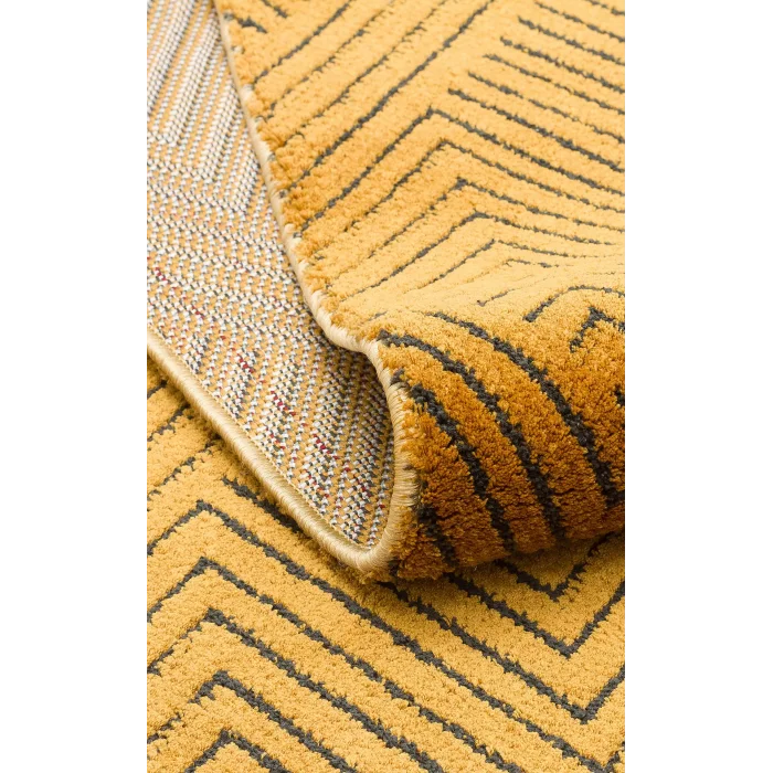 Urban 01 Gold Etnik Desenlere Sahip Hav Toz Vermez Yumuşak Dokulu Modern Halı