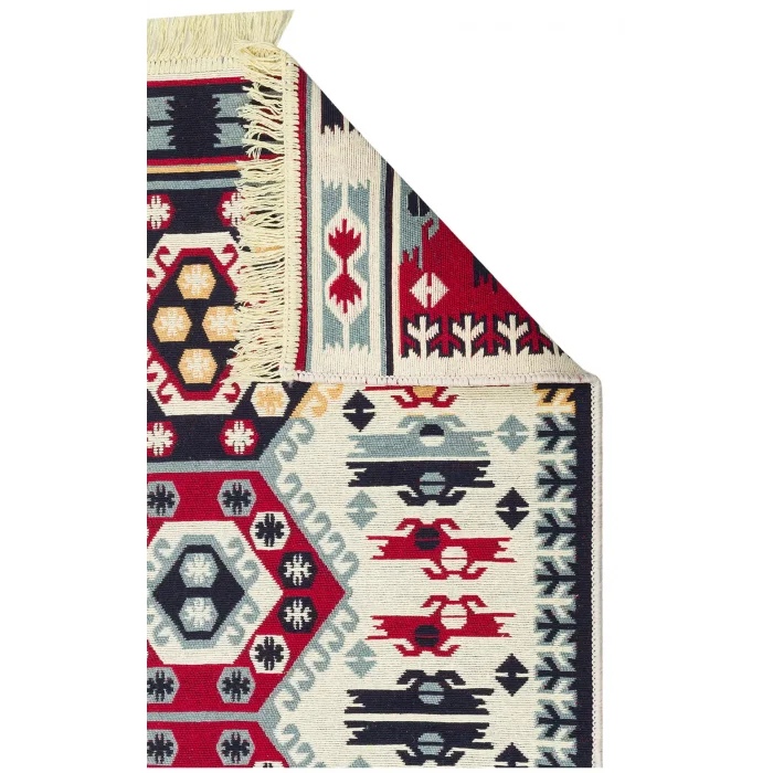 Arya Ar 30 Red %100 Geri Dönüşümlü Pamuktan Çift Taraflı Yıkanabilir Modern Dekoratif Kilim
