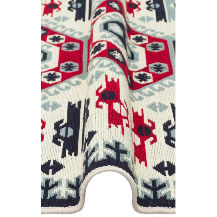 Arya Ar 30 Red %100 Geri Dönüşümlü Pamuktan Çift Taraflı Yıkanabilir Modern Dekoratif Kilim