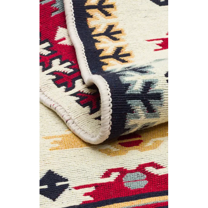 Arya Ar 30 Red %100 Geri Dönüşümlü Pamuktan Çift Taraflı Yıkanabilir Modern Dekoratif Kilim