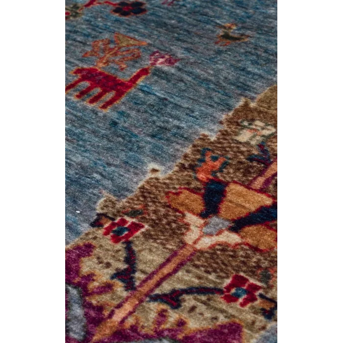 Antique ATK 09 Aqua Yıkanabilir Modern Ve Etnik Desenli Kaymaz Tabanlı Makine Halısı
