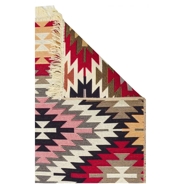 Arya Ar 33 Red %100 Geri Dönüşümlü Pamuktan Çift Taraflı Yıkanabilir Modern Dekoratif Kilim