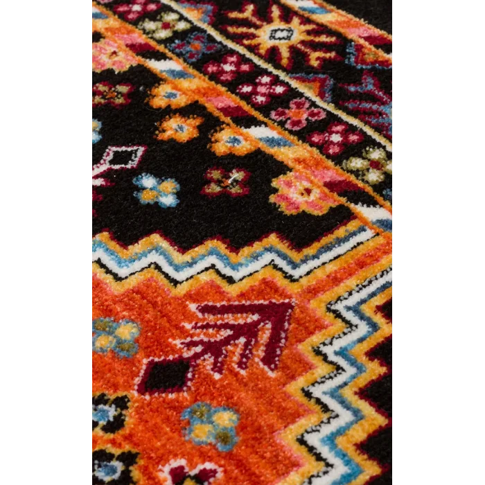 PIETRA HALI 0242 Sıcak Renk Tonlu Etnik Desenli Yumuşak Dokulu Makine Halısı