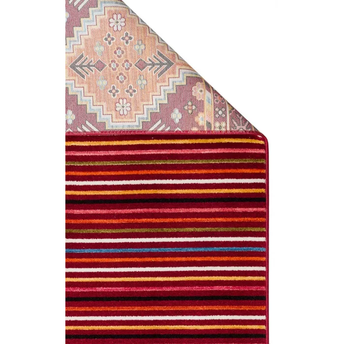 PIETRA HALI 0249 Sıcak Renk Tonlu Etnik Desenli Yumuşak Dokulu Makine Halısı