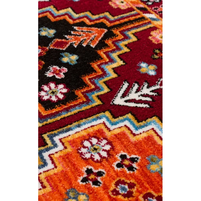 PIETRA HALI 0249 Sıcak Renk Tonlu Etnik Desenli Yumuşak Dokulu Makine Halısı