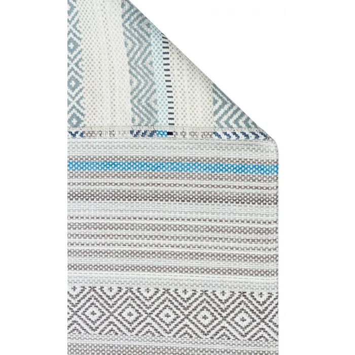 Aztec Az 01 Blue Antibakteriyel Hav Toz Vermez Yıkanabilir Kaymaz Modern İnce Dokuma Kilim