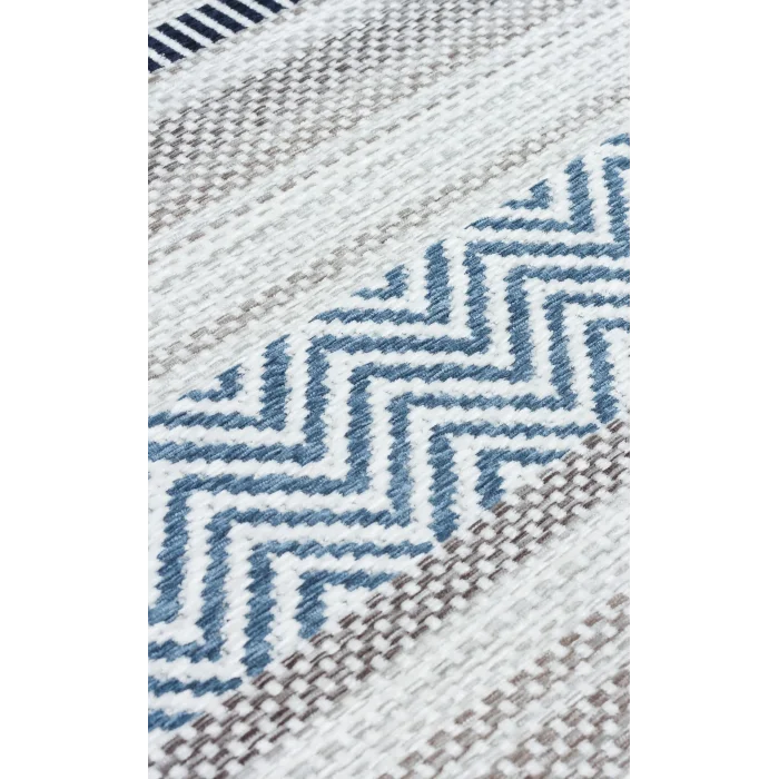 Aztec Az 01 Blue Antibakteriyel Hav Toz Vermez Yıkanabilir Kaymaz Modern İnce Dokuma Kilim