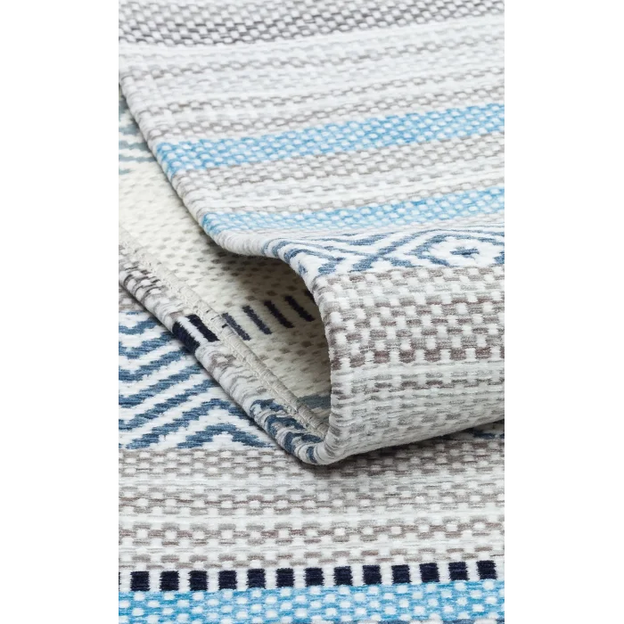 Aztec Az 01 Blue Antibakteriyel Hav Toz Vermez Yıkanabilir Kaymaz Modern İnce Dokuma Kilim