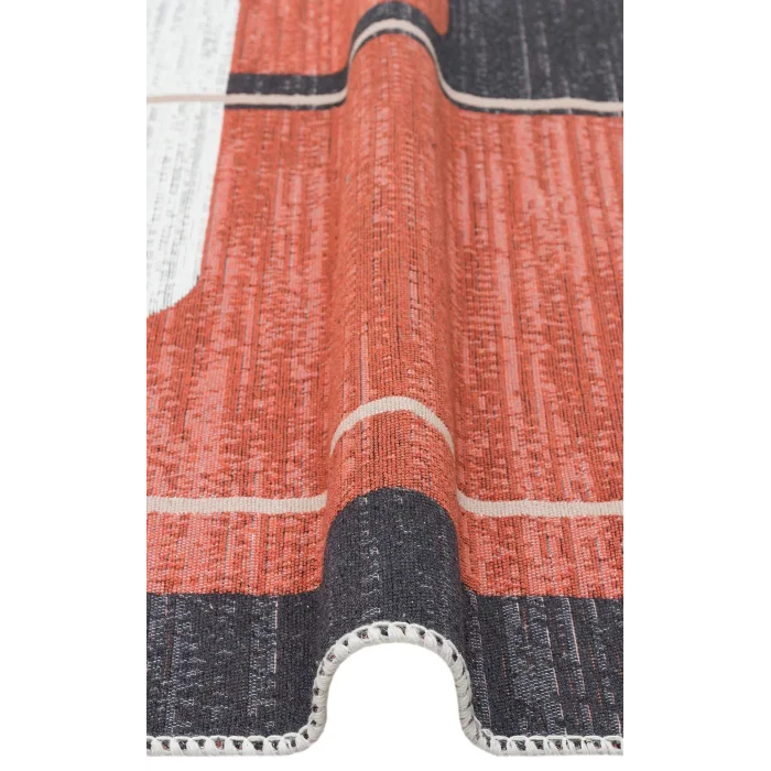 Arya Ar 36 Black Terra %100 Geri Dönüşümlü Pamuktan Çift Taraflı Yıkanabilir Modern Dekoratif Kilim